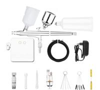 DMETE Kit de compresor parada automática Airbrush doble acción 7cc / 20cc 40cc Tres tazas tres Aeróleo desmontable for el modelo clavo Pastel pastel pescado Soplado conveniente(NCT-24W-2 S2)