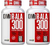 DMI R-ALA 300 - Ácido R-Alfa Lipoico (Ácido Tióctico) - 100% Racémico - Antioxidantes con Múltiples Beneficios - 300 mg/cap - 60 Cápsulas Vegetales sin Colorantes (Paquete de 2)