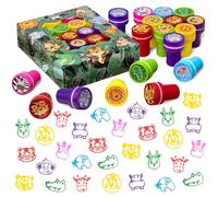 DMIGHT Recuerdos de fiesta de safari de la selva, 20 sellos de animales salvajes para regalos de cumpleaños de niños, sellos de animales de zoológico para niños, sellos autoentintados