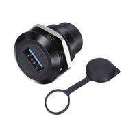 DMiotech Conector USB 3.0 a tipo C para montaje en panel, redondo, negro, 2 | Adaptador de montaje en panel hembra a hembra de 5 Gbps 5 V1 A cubierta antipolvo incluida para coche, barco