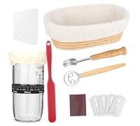 DMJJSD Cesta de fermentación, cesta de fermentación ovalada, 24 oz, tarro de iniciación de masa madre con fecha marcada con fecha, cesta de pan, kit de iniciación de masa madre, juego de iniciación
