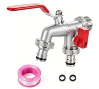 DMJJSD Grifo Doble de Latón de 3/4 Pulgadas con Válvula de Salida de Doble Esfera, Grifo Exterior Resistente a la Oxidación y al Congelamiento