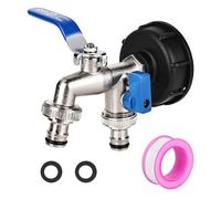 DMJJSD Grifo IBC, grifo de depósito de agua de 1000 L, grifo de depósito IBC de 1/2 pulgadas con extensión de salida S60 x 6 rosca gruesa, adaptador IBC para depósito de agua (azul)