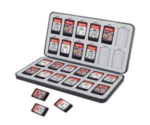 DMJJSD Spiele Aufbewahrung für Switch Game Card Aufbewahrungsbox für Nintendo Switch mit 24 Game Card Slots und 24 Micro SD Karten, Magnetverschluss, Weiches Silikon Futter, Game Card Case