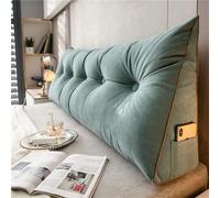 DMJLI-T Almohada de Lectura, Almohada Cuña Adulto para Cama Cabecero Respaldo Triangular con Funda Extraíble Cojines de Cuña Almohada de Apoyo Lumbar para La Espalda,100×50×20cm-Verde Chiaro