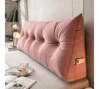 DMJLI-T Almohada de Lectura, Almohada Cuña Adulto para Cama Cabecero Respaldo Triangular con Funda Extraíble Cojines de Cuña Almohada de Apoyo Lumbar para La Espalda,120×50×20cm-Rosa