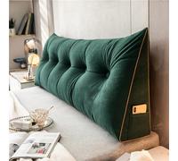 DMJLI-T Almohada de Lectura, Almohada Cuña Adulto para Cama Cabecero Respaldo Triangular con Funda Extraíble Cojines de Cuña Almohada de Apoyo Lumbar para La Espalda,60 × 50 × 20 cm-Verde
