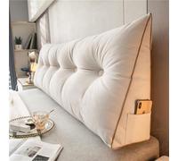DMJLI-T Almohada de Lectura, Almohada Cuña Adulto para Cama Cabecero Respaldo Triangular con Funda Extraíble Cojines de Cuña Almohada de Apoyo Lumbar para La Espalda,60×50×20cm-Bianco