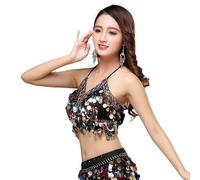 DMLAYHP Sujetador De Lentejuelas Top con Sujetador de Lentejuelas, Top de Festival for Danza del Vientre, Sujetador con Lentejuelas y Cuentas(Black)
