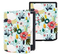 DMluna Funda para Pocketbook Touch HD 3, Touch Lux 5/ Lux 4, Basic Lux 4/ Lux 3/ Lux 2, Color, Cubierta de Cuero PU Premium, Auto Sleep/Wake, Delgada y Ligera, Ajuste Preciso, Flor de montaña
