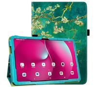 DMLuna Funda para T-Mobile Revvl Tab 2 de 10.1 pulgadas (modelo: 9185W, versión 2025), funda de piel sintética de alta calidad con soporte (no compatible con REVVL Tab 5G de 10.4 pulgadas 2023), flor