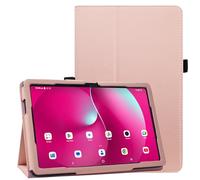 DMLuna Funda para T-Mobile Revvl Tab 2 de 10.1 pulgadas (modelo: 9185W, versión 2025), funda de piel sintética de alta calidad con soporte (no compatible con REVVL Tab 5G de 10.4 pulgadas 2023), rosa