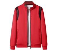 Dmmtot Abrigo de gran tamaño para hombre, resistente al viento, chaqueta casual de invierno, a rayas, color sólido, cremallera frontal, sin capucha, camisas de ajuste regular, blusas de entrenamiento,