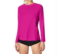 Dmmtot Camiseta de protección para mujer, para exteriores, protección UV UPF 50+, protección UV, con bolsillos, ajuste seco, para senderismo, playa, natación, correr, talla S-XXL, hot pink, S