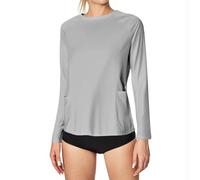 Dmmtot Camisetas de protección contra erupciones para mujer, para exteriores, UPF 50+, protección UV, manga larga, con bolsillos, ajuste seco, para senderismo, playa, natación, correr, talla S-XXL