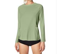 Dmmtot Camisetas de protección contra erupciones para mujer, para exteriores, UPF 50+, protección UV, manga larga, con bolsillos, ajuste seco, para senderismo, playa, natación, correr, talla S-XXL