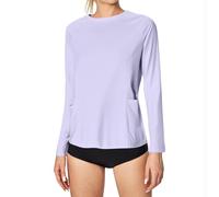 Dmmtot Camisetas de protección contra erupciones para mujer, para exteriores, UPF 50+, protección UV, manga larga, con bolsillos, ajuste seco, para senderismo, playa, natación, correr, talla S-XXL