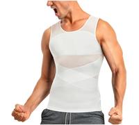Dmmtot Corsé de alta elasticidad para hombre, corsé sin mangas, corsé sin mangas, camiseta sin mangas de malla transpirable transparente para verano, chaleco ajustado, chaleco deportivo, talla M-3XL,
