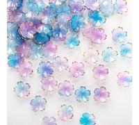 Dmnnlp 100 perlas acrílicas de flores de cerezo con borde dorado, 5 pétalos de flores para manualidades para hacer joyas, cuentas, pulseras, manualidades, color azul violeta
