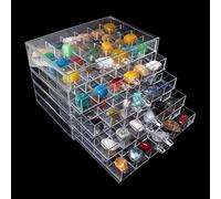 Dmnnlp Caja de exhibición de rocas pequeña, 5 cajones 120 rejillas (3x3 cm), caja de colección de rocas de acrílico transparente, cajas de exhibición para coleccionables, pequeñas rocas, cajas de