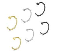 DMNQ 6 Piezas Piercing Nariz Falso Aro Acero Quirúrgico 8Mm/10Mm Labio Septum Anillo Arete Faux Joyería Del Cuerpo 3 Colores