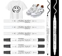 DMNQ 6 Rotuladores Textiles Permanentes Blancos - Tinte para Ropa, Pintura Textil, Dibujar en Piedra, Madera, Vidrio y Cerámica - Lavable en Máquina