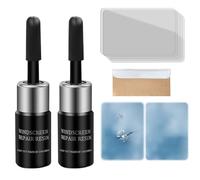 DMNQ Juego De ReparacióN De Cristales De 2 Piezas LíQuido Reparador De Piedras Kit De ReparacióN De Cristales para Parabrisas Grietas En Forma De Estrella Y Media Luna Color Negro