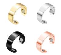 DMNQ Lymphdrainage Ring Magnetring 4 Stück Lymphdrainage Therapeutischer Magnetring Kupfer Magnet Ringe Öffnung Verstellbar für Männer und Frauen Gold Silber Schwarz Roségold Ringsatz