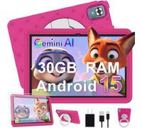 DMOAO Tablet para Niños 10 Pulgadas Android 15 con 30 GB RAM, 5G WiFi 6, Control Parental, 8-Core, 8MP + 5MP, 6000 mAh, Tablet Infantil con Funda Protectora EVA + Soporte 360° Giratorio, Rosa