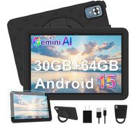 DMOAO Tablet para Niños 10 Pulgadas Android 15 con 30 GB RAM, 5G WiFi 6, Control Parental, 8-Core, 8MP + 5MP, 6000 mAh, Tablet Infantil con Funda Protectora EVA + Soporte 360° Giratorio, Negro