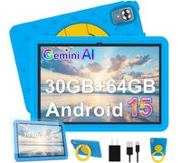 DMOAO Tablet para Niños 10 Pulgadas Android 15 con 30 GB RAM, 5G WiFi 6, Control Parental, 8-Core, 8MP + 5MP, 6000 mAh, Tablet Infantil con Funda Protectora EVA + Soporte 360° Giratorio, Azul