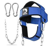 DMoose Fitness Arnés de Cabeza de Cuello para Entrenamiento de Resistencia Anillos D Extra-Pesados y Cadena de Acero - Construir un Cuello más Grueso con Correa de Cuello de Ejercicio Duradero