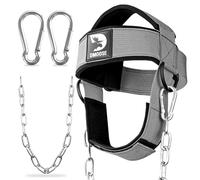 DMoose Fitness Arnés de Cabeza de Cuello para Entrenamiento de Resistencia Anillos D Extra-Pesados y Cadena de Acero - Construir un Cuello más Grueso con Correa de Cuello de Ejercicio Duradero