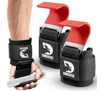 DMoose Fitness Ganchos para Levantamiento de Pesas (par) para Peso Muerto y dominadas - Correa de Nailon antidesgarro - Correas de muñeca Resistentes para Levantamiento de Pesas (Rojo)