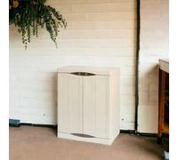 Dmora Armadio da esterno Courtrai, Armadio balcone Multiuso, Mobile da esterno a 2 Ante, 100% Made in Italy, Beige e Marrone, 70x47h91 cm, Finitura Elegante