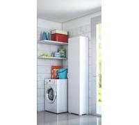 Dmora Armadio Multiuso Aquilegia, Mobile lineare a 1 Anta battenti e 4 ripiani regolabili, Mobile a colonna per bagno, 100% Made in Italy, 45x45h195 cm, Bianco