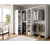 DMORA - Armario Grande Cuadrado, Estructura para Cabina Armario esquinero, Mueble Perchero Abierto en Esquina, 228 x 79 x 187 cm, Blanco