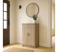 Dmora Armario Multifuncional con 2 Puertas con 6 estantes, Zapatero Multiusos, Armario con estantes, cm 55x36h108, Color Roble