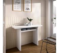 Dmora Consola Extensible Rodella, Consola Extensible Auxiliar multiposición, Mesa de Comedor Plegable con Tablero abatible, 110 x 33/66 x 75 cm, Blanco