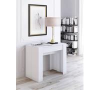 Dmora Consolle allungabile Maclodio, trasformabile in tavolo da pranzo, salvaspazio ed estensibile Fino a 237 cm, 90-237x76,6x90 cm, Effetto Legno Bianco