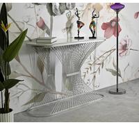 Dmora Consolle RioDoce, Tavolo Multiuso, Mobiletto d'appoggio, Scrivania da corridoio, 120x35 h79 cm, Argento