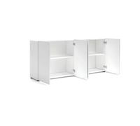 Dmora Credenza Addis, Buffet da soggiorno, Madia da salotto, Dispensa da cucina, Made in Italy, 180x38h79 cm, Bianco lucido