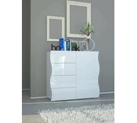 Dmora Credenza Giuseppe, Madia da cucina a 4 Ante e 1 cassetto, Buffet da soggiorno, 100% Made in Italy, cm 90x40h81, Bianco lucido