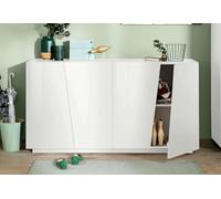 Dmora Credenza Owen, Madia da cucina a 4 Ante, Buffet da soggiorno, 100% Made in Italy, cm 159x43h86, Bianco lucido