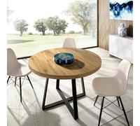 Dmora Extensible Casarola, Consola Extensible Redonda, Mesa de Comedor Multiusos Ovalada, 110/158 x 110 x 77 cm, Roble Nudos