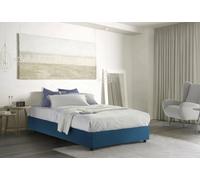 Dmora Letto Alla Francese Adele, Letto contenitore con rivestimento in Tessuto, Apertura frontale, Materasso Cm 140x190 Incluso, 100% Made in Italy, BLU