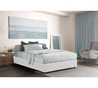 Dmora Letto Alla Francese Adele, Letto contenitore in Tessuto, Apertura frontale, Materasso Cm 140x190 Incluso, 100% Made in Italy, Bianco