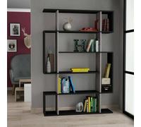 Dmora Libreria Adhara, Scaffale da ufficio, Mobile portalibri, Biblioteca, 110x26h161 cm, Antracite e Beige