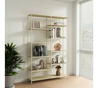 Dmora Libreria Albicocca, Scaffale da ufficio, Mobile portalibri, Biblioteca, 120x30 h188 cm, Panna