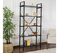 Dmora Libreria Martone, Scaffale da ufficio, Mobile portalibri, Biblioteca, 90x34 h180 cm, Nero